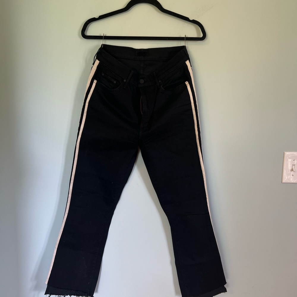 Women's Black Jeans with White Stripe